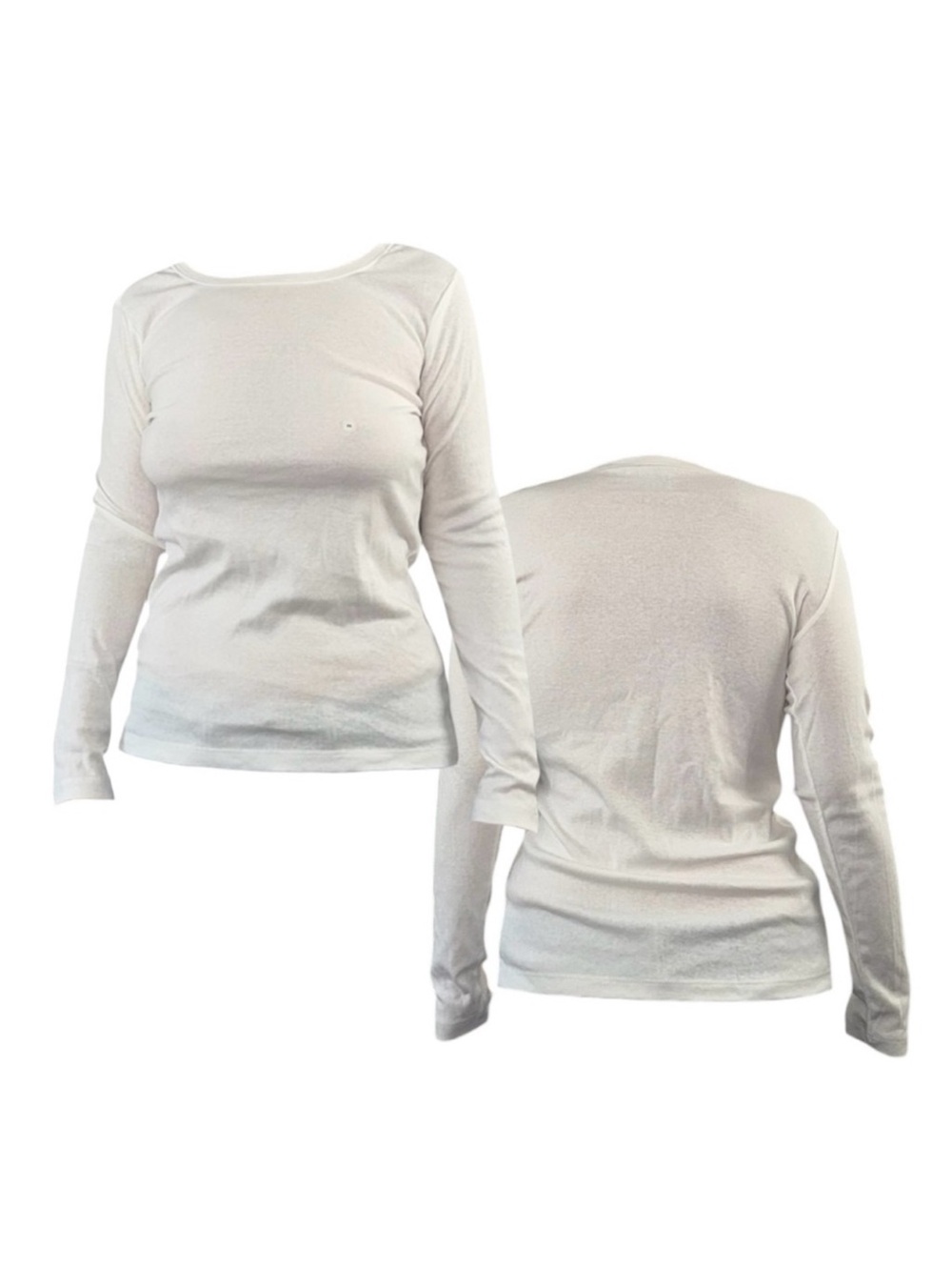 White Eddie Bauer Long Sleeve Crewneck Top
